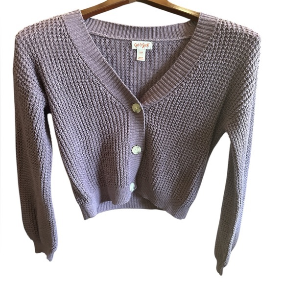Cat & Jack Sweaters - Cat & Jack Purple Button-Up Cardigan Girls Medium Size 8 Years Old Knit Sweater